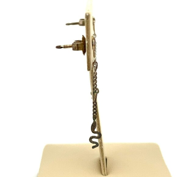 VTG Estate‎ Sterling Silver Long Dangle Drop Pierced Snake Earrings! 188 - Picture 2 of 6